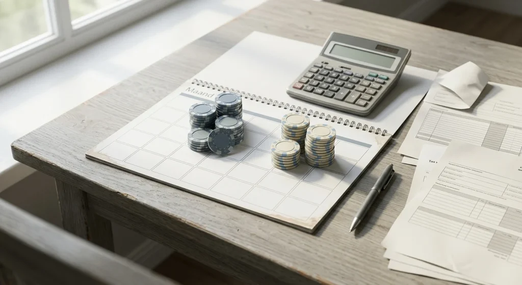 Illustratie van een maandelijkse vergelijking tussen casinowinsten, inzetten en belasting