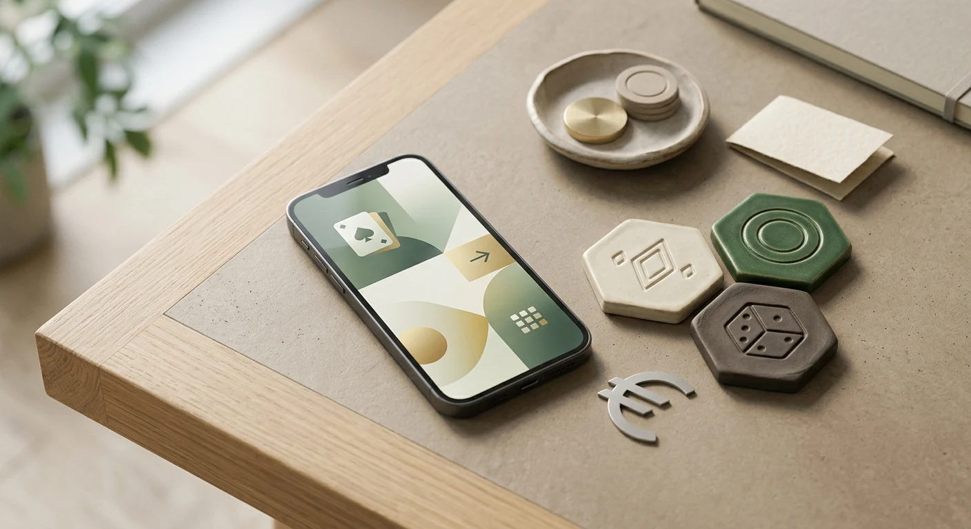Illustratie van mobiel casinogebruik, eurobetalingen en casinospellen voor een Nederlandse review