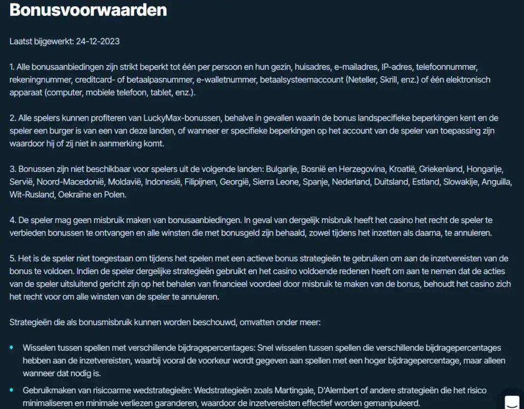 Lucky Max bonusvoorwaarden en actuele welkomstaanbieding